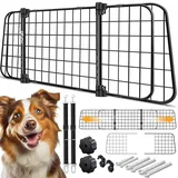 Lovpet LovPet® Hundegitter Auto, Autoschutzgitter Trenngitter Universal, verstellbare Breite, Kofferraum Autogitter Maße 30 x 91-153 cm Kofferraumgitter,+ 2x Sicherheitsgurt für Hunde