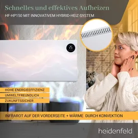 Heidenfeld Infrarotheizung Konvektor Heizung Hybrid HF-HP150 - Steuerung via App | Fernbedienung | Touch-Bedienfeld | Thermostat | 1000 Watt bis 25... | Weiß