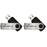 MediaRange USB 2.0 Speicherstick 128GB - Mini USB Flash-Laufwerk, bis zu 17 MB/s, Farbe Schwarz (Packung mit 2)