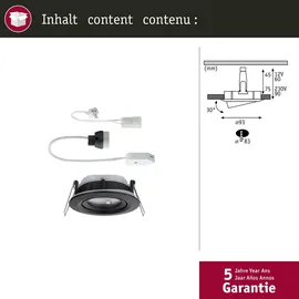 Paulmann Einbauleuchte Nova Plus 1x35W rund Schwarz matt Alu Zink