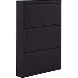 Schuhschrank WOOOD "Sandburg", schwarz, B:66cm H:103cm T:16cm, Metall, Schränke, mit drei Fächern, Breite 66 cm