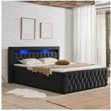 Juskys Boxspringbett Leona - Samt & Schwarz