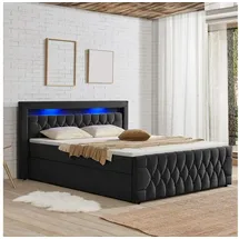 Juskys Boxspringbett Leona - Samt & Schwarz