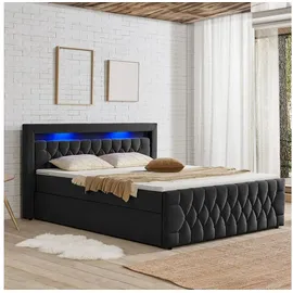 Juskys Boxspringbett Leona - Samt & Schwarz