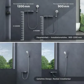 doporro Badewannenarmatur Thermostat Silber