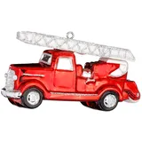 Inges Glas Christbaumschmuck Feuerwehrauto Glas 6 cm rot