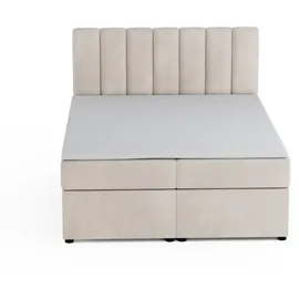 dein schlaf 24 Boxspringbett ROCK 120x200 Velour Creme H4 - Beige