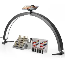 Vevor Desktop Halbmondlicht für Nägel mit Telefonhalter (40 W 735 mm lang) Nageltechniklicht, Nageltischlampe mit einstellbarer Helligkeit, LED-Tischleuchte für Nageltechniker Wimpernverlängerung