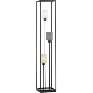 Fischer & Honsel Stehleuchte Isko | sandschwarz|Leinen Stoffschirme: weiß, grau, sandfarben| L: 22,00 cm, B: 22,00 cm, H: 122,50 cm| | 3x E14 max. 10,0 Watt| 40430