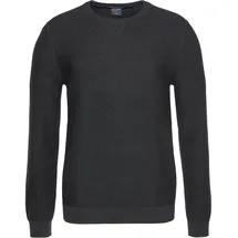 Olymp Rundhalspullover "OLYMP Strick Casual", Herren, Gr. L, grau (anthrazit), Obermaterial: 100% Baumwolle, schmal, Rundhals, Pullover Rundhalspullover, mit modischem Strukturmuster