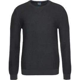 Olymp Rundhalspullover "OLYMP Strick Casual", Herren, Gr. L, grau (anthrazit), Obermaterial: 100% Baumwolle, schmal, Rundhals, Pullover Rundhalspullover, mit modischem Strukturmuster
