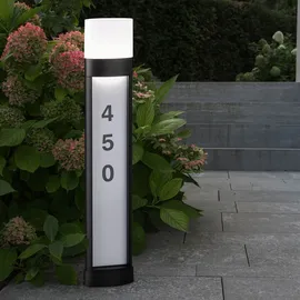 WOFI Hausnummernleuchte Led Hausnummer beleuchtet Strom Außenlampe mit Hausnummer, Stehleuchte Alu schwarz, inkl. Aufkleber, Ip54, Lxbxh 16x7,5x80 cm, Wofi 12226