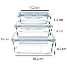 5five simply smart Lunch-Boxen 3er-Set in transparent - 3 große quadratische aufbewahrungsdosen clipeat glas