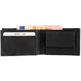 Excellanc Unisex-Mini Geldbörse Echt Leder Querformat 10,5 x 7,2 x 1,7 cm 3000084 Schwarz