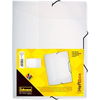 IDENA 225403 - Heftbox für DIN A4 mit Gummizug, aus PP, Füllhöhe 3,5 cm, transparent, 1 Stück, weiß