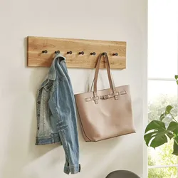 Holzgarderobe aus Eiche geölt 7 Metallhaken
