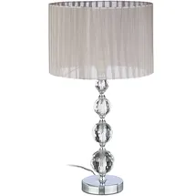 Relaxdays Nachttischlampe Kristall Grau/Silber