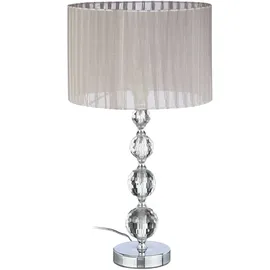 Relaxdays Nachttischlampe Kristall Grau/Silber
