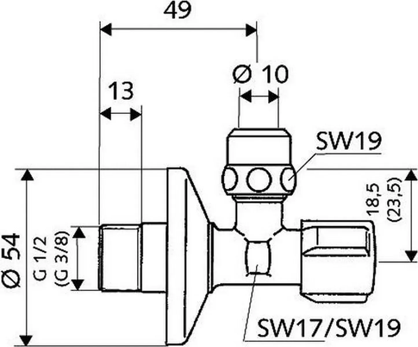 Schell Eckventil 1/2" selbstdichtend DVGW