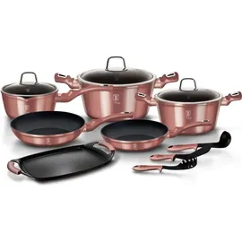 Berlinger Haus Irose Topf-Set 9-tlg. 3 x Kochtopf + 2 x Bratpfanne + 3 x Küchenutensilien + Grillplatte
