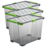 Rotho Evo Total Aufbewahrungsbox 59,0 x 39,5 x 41,2 cm 3-tlg. grau/transparent