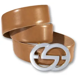 Koppelgürtel SILBERGIFT, Damen, Gr. 105, braun (camel), Leder, unifarben, feminin,elegant,klassisch, Gürtel, Markante, elegante Druckschließe
