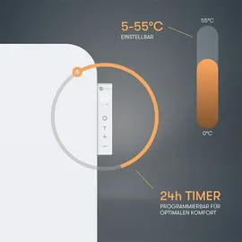 bringer-germany Metall Infrarotheizung 450W mit Smart Thermostat - Weiß