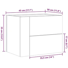 vidaXL Wand-Nachttisch Betongrau 45x30x35 cm