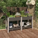 vidaXL Garten-Hochbeet mit Ablage Grau 150x50x75 cm WPC