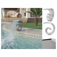 vidaXL Pool Brunnen Schwallbrause Schwalldusche Wasserschwall Schwimmbad Wasserfall Poolfontäne Garten Teich Edelstahl 50x30x53cm Silbern