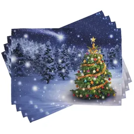 ABAKUHAUS Weihnachten Platzmatten, Elf Noel Theme winterliche, Waschbare Stoff Esszimmer Küche Tischdekorations Digitaldruck, Marineblau