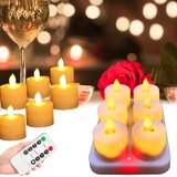 LED Kerzen, 6 Stück Teelichter mit Timer USB Grablicht Weiß Elektrische Flackernde Grabkerze mit Realistischem Flackereffekt Flammenlose Kerze Lichter Beleuchtung Dekorative Gift für Hochzeit Party