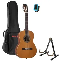 Fame 3/4 Konzertgitarren Set, Zeder Decke, Mahagoni Boden, Palisander Griffbrett, inklusive Gigbag, Stimmgerät, Gitarrenständer