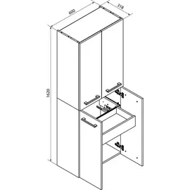 Fackelmann VER D-HS WeGl/WeHg 4T+1Si 600x1620x318mm