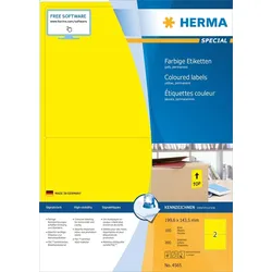 HERMA Etiketten 199,6x143,5 mm gelb Papier matt VE= 200 Stück