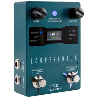 FLAMMA FS21 Stereo Gitarre Looper Pedal & Drum Machine 2in1 mit 160 Minuten Loop Aufnahmekapazität 100 Drum Grooves 10 Metronom Support Software Editing