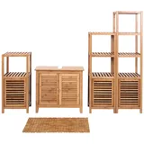 Décoshop26 - Badezimmermöbel-Set mit Stauraum und rutschfester Matte aus natürlichem Bambus 04_0011306
