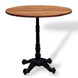 Casa Padrino Industrie Stil Garten Esstisch Dunkelbraun / Schwarz 70 x H. 76 cm - Rund Gartentisch mit Massivholz Tischplatte - Industrie Stil Gastronomie & Garten Möbel