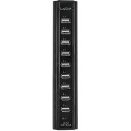 Logilink USB 2.0 Hub 10-Port inkl. Netzteil und LED Aktivitätsanzeige