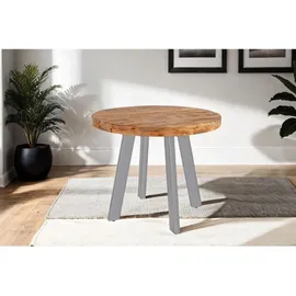 SAM Outillage Esszimmertisch rund 120 cm Mangoholz naturfarben silber Adelina