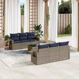 vidaXL Gartensofa-Set 7-tlg. grau Polyrattan
