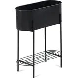 FineBuy Pflanzgefäß FineBuy Pflanzenkübel 51x65x22 cm Metall Schwarz Blumentopf Indoor