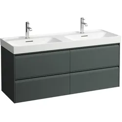 Waschtischunterbau, MEDA, 448x1284x515, mit 4 Schubladen, 2 Ordnungssysteme, integrierte Griffleiste, Vollauszug und Soft-Close, für Waschtisch MEDA H814112 (130 cm), weiß matt