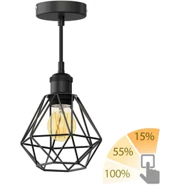 ledscom.de RETRA 1-flg. 30 cm Käfig-Schirm schwarz mit goldener LED Lampe