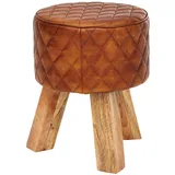 KADIMA DESIGN Sitzhocker Echtleder Massivholz 35 x 46 x 35 cm Braun