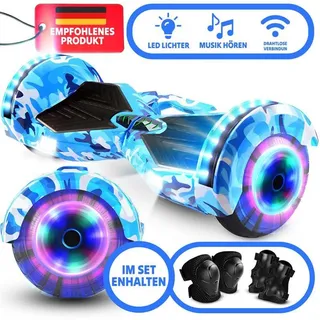 Hoverboard Elektroroller 8 Zoll mit Bluetooth LED E-Balance Scooter Elektro Balance Hoverkart Kinder Motorbeleuchtung und Bluetooth Skateboard, Retoo - Blau