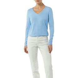 V-Ausschnitt-Pullover, in Feinstrick-Qualität, Gr. 34, blue, , 73500709-34