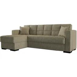 Dmora Schlafsofa Fernando, Eckschlafsofa mit umkehrbarer Halbinsel, 230x150h81 cm, Beige