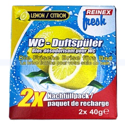 WC-Duftspüler Reinex FRESH Nachfüller 2 x 40 g Lemon die frische wochenlange Brise fürs Bad, Nachfüller