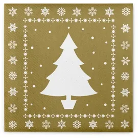 sovie HOME Serviette White Tree in Gold aus Linclass® Airlaid, 40 x 40 cm, 12 Stück